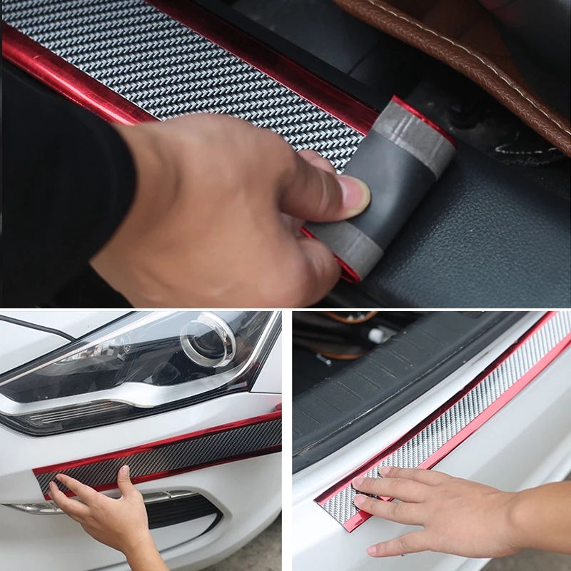 Samolepící ochranná páska na auto, 1m karbon-červená