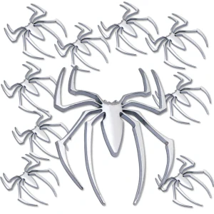 Sada 10ks samolepka 3D Pavouk - Spider, barva chrom - vhodná na auto, motorku, na nábytek, na sešit