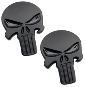 2x Samolepka 3D Punisher, barva černá matná - vhodná na auto, motorku, na nábytek, na sešit