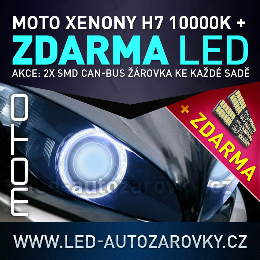 AKCE - XENONY MOTO HID H7 10.000K - přestavbová motocyklová sada 12V + DÁREK