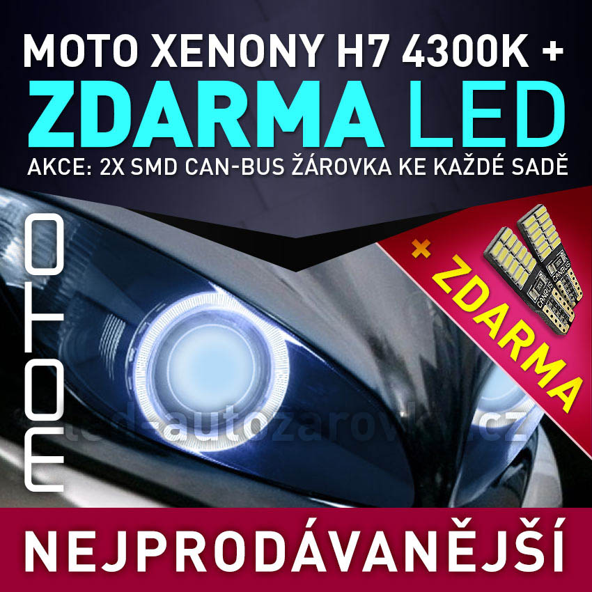 AKCE - XENONY MOTO HID H7 4300K - přestavbová motocyklová sada 12V + DÁREK