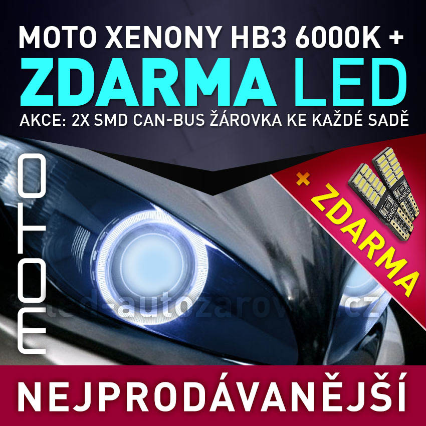 AKCE - XENONY MOTO HID HB3 6000K - přestavbová motocyklová sada 12V + DÁREK