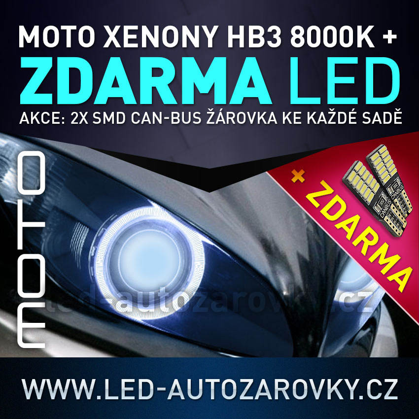 AKCE - XENONY MOTO HID HB3 8000K - přestavbová motocyklová sada 12V + DÁREK