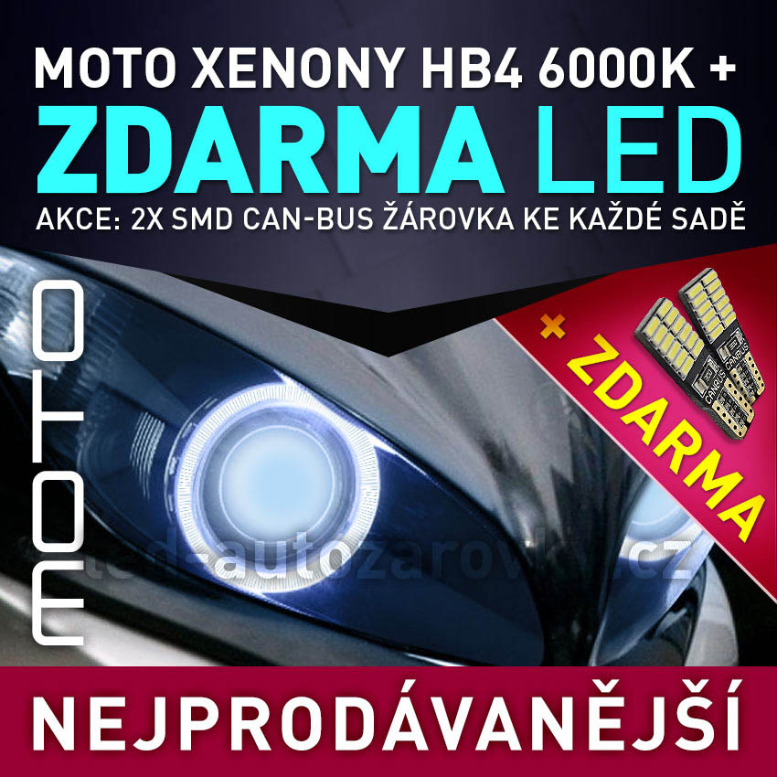 AKCE - XENONY MOTO HID HB4 6000K - přestavbová motocyklová sada 12V + DÁREK