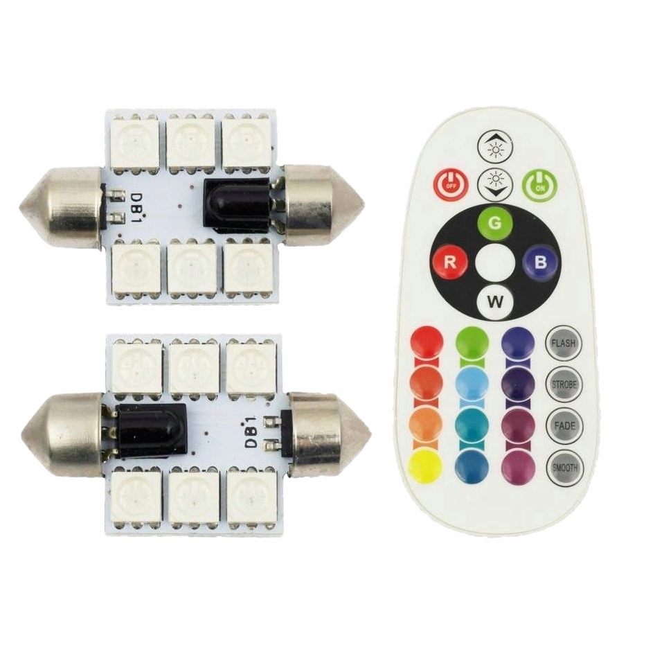 Sufitka LED RGB 36mm 6 SMD s dálkovým ovladačem, 2ks
