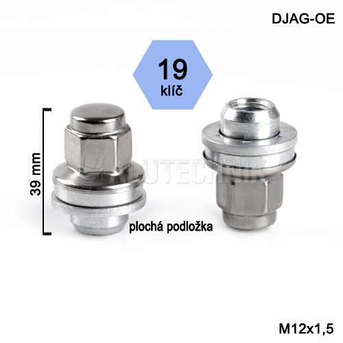 Kolová matice M12x1,5 s plochou podložkou nerez krytka, klíč 19