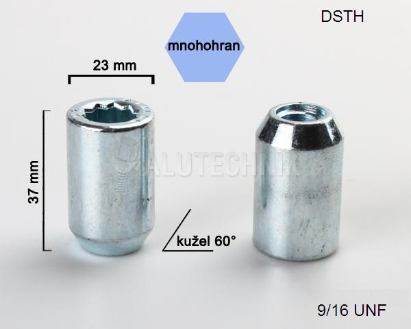Kolová matice 9/16 UNF kužel s vnitřním mnohohranem výška 37mm, vnější průměr 23mm