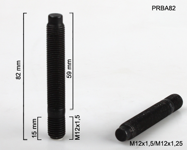Kolový Svorník M12x1,5x15/M12x1,25 oboustranný závit, černý, celková délka 82mm