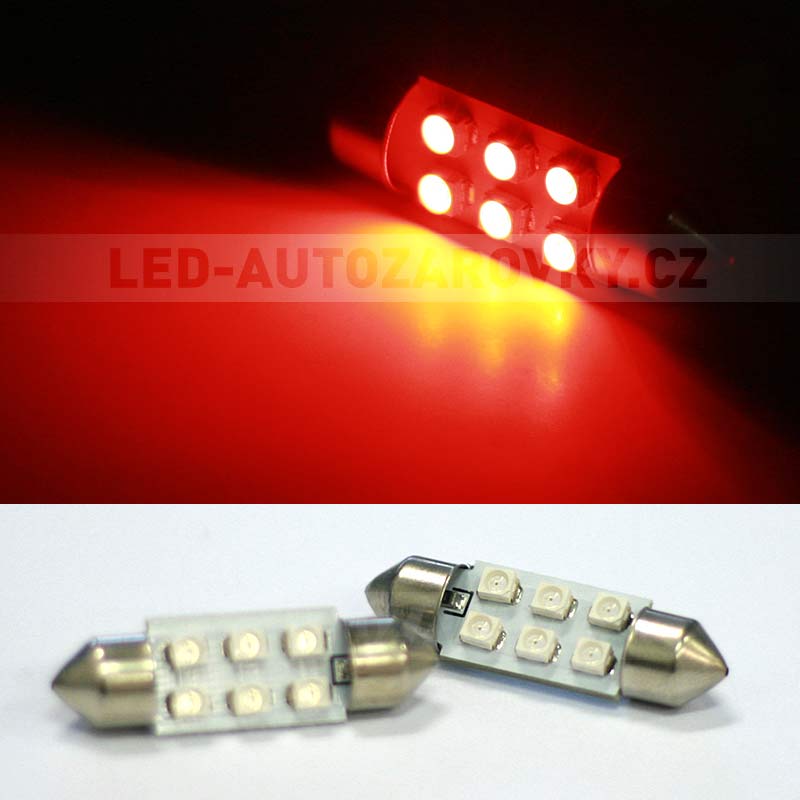 Sufitka červená - Super 6xSMD LED, 36mm