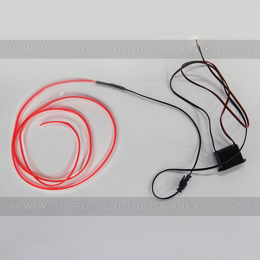 Svítící elektrický drát - kabel, 2m, barva růžová, 12V
