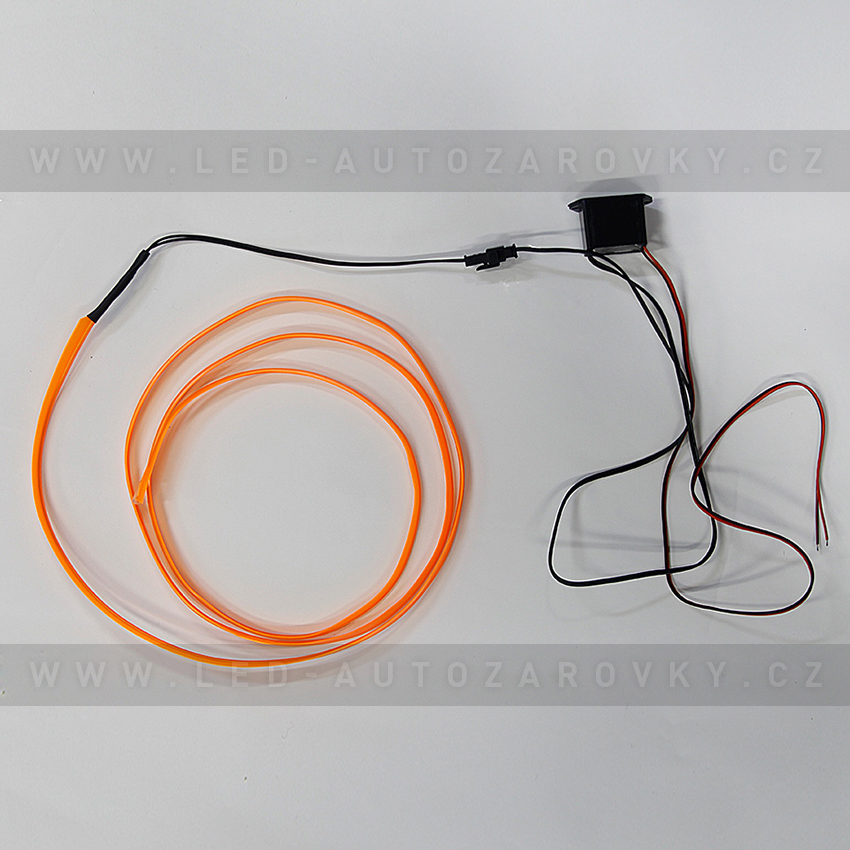 Svítící elektrický drát - kabel, 3m, barva oranžová, 12V