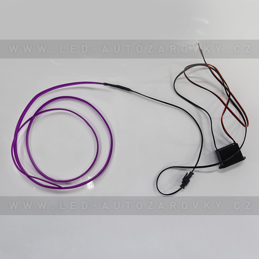Svítící elektrický drát - kabel, 3m, barva fialová, 12V