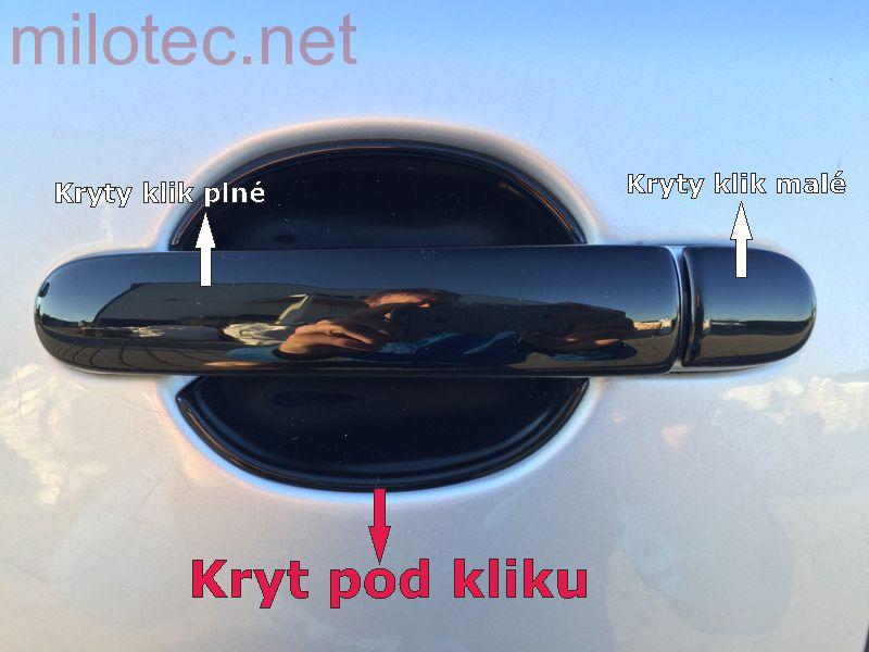 Kryty pod kliky malé, černý lesklý "klavírlak", 4ks - Škoda Rapid