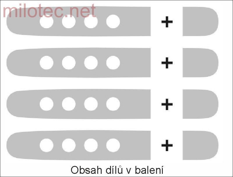 Kryty klik děrované, černý lesklý "klavírlak" (4+4 ks bez zámku) - Škoda Superb I.