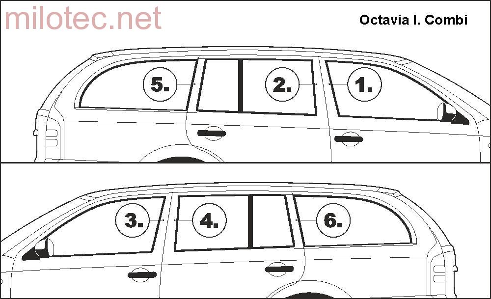 Kryty dveřních sloupků, černý lesklý "klavírlak" - Škoda Octavia I. Combi