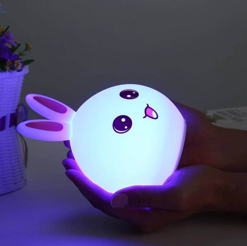 Silikonová LED RGB 3W noční lampička, králíček