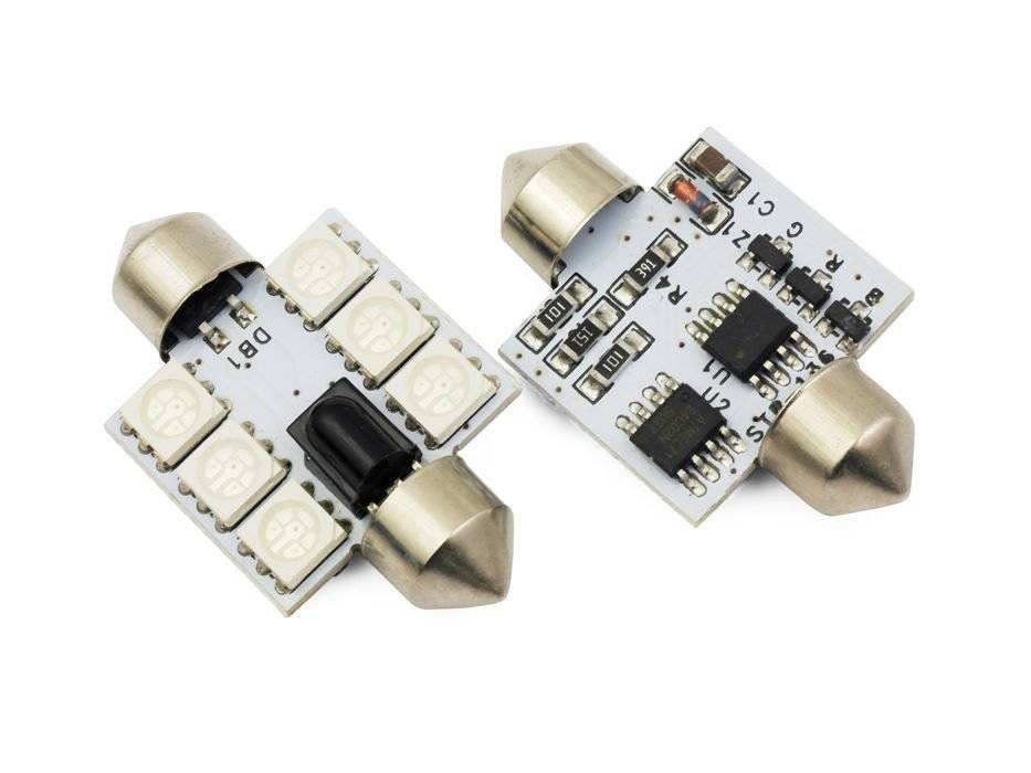 Sufitka LED RGB 39mm 6 SMD s dálkovým ovladačem, 2ks