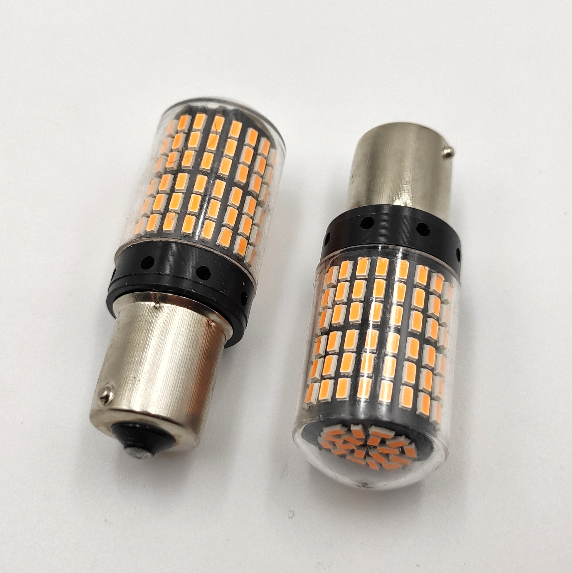 Oranžová LED žárovka BA15S, 5W CANBUS, 144 SMD, 1ks