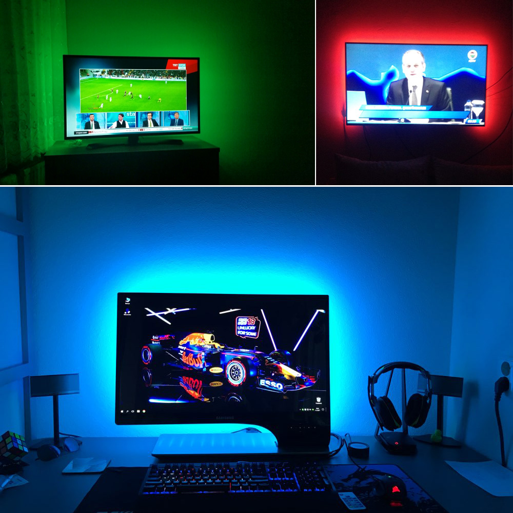 LED RGB USB světlo za TV a PC, délka 10m, Android s Bluetooth a dálkové ovládání