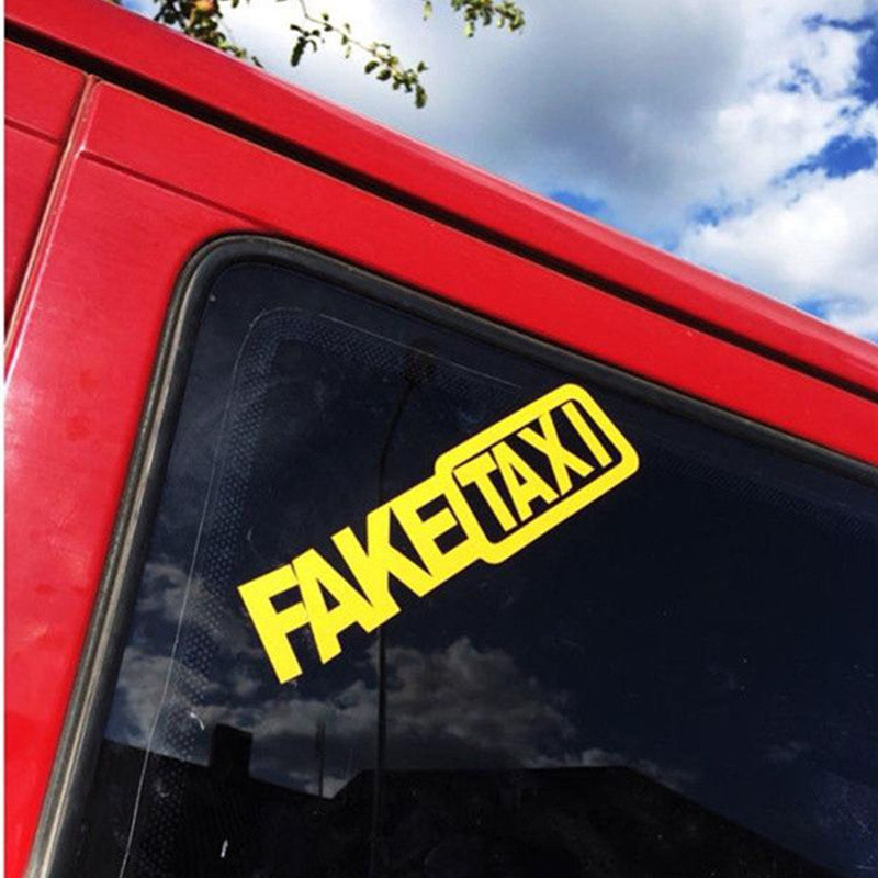 Samolepka FAKE TAXI 20x4,8cm žluto-černá