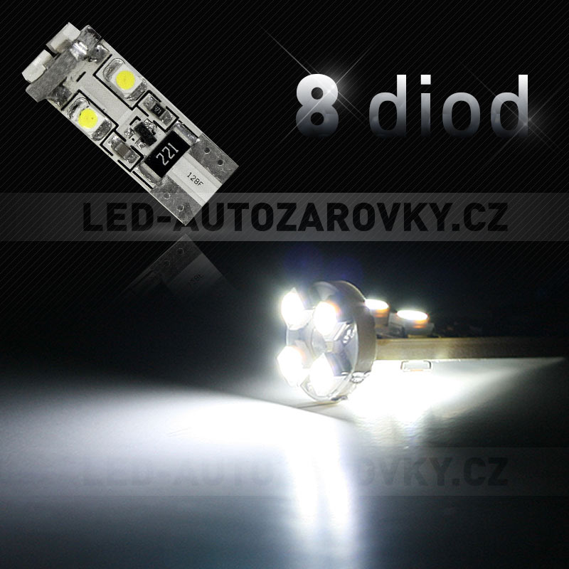 CAN-BUS parkovací světlo T10 (W5W) - BÍLÁ, 8xSMD, 1ks