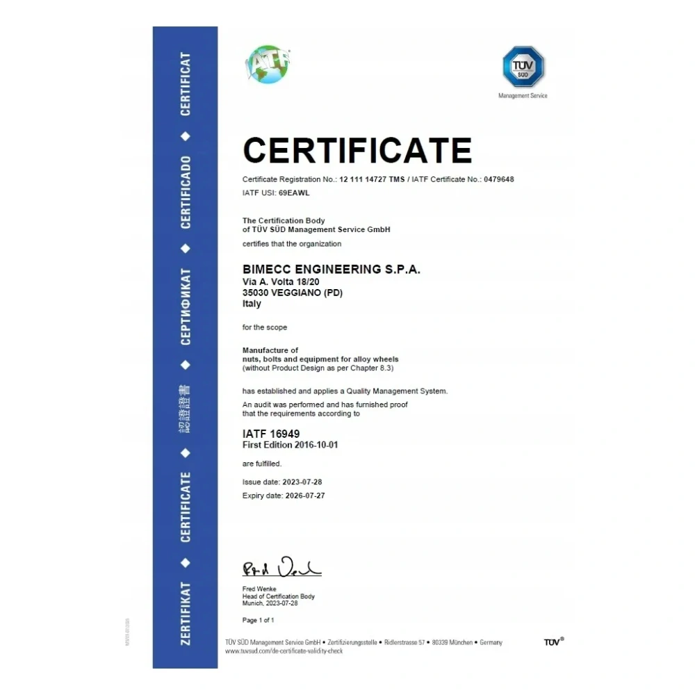 Kolový šroub M12x1,25x40mm, dosedací plocha kužel, klíč 17, pozink, BIMECC