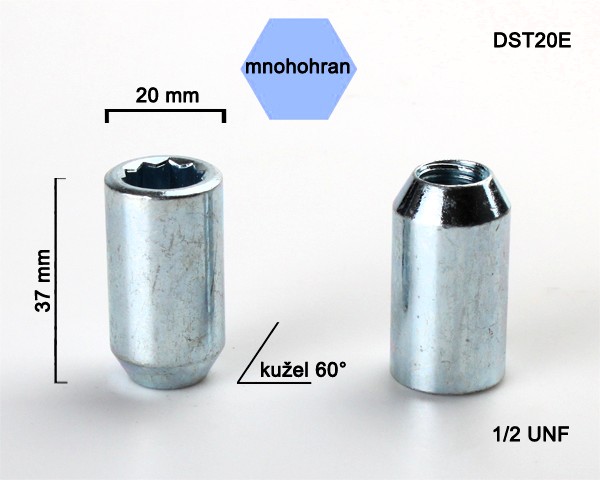 Kolová matice 1/2 UNF, kužel s vnitřním mnohohranem, průměr 20, pozink