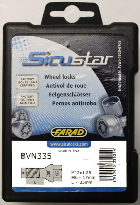 Zajišťovací šrouby SICUSTAR M12x1,25x35mm, kužel, klíč 17, černé