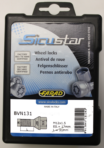 Zajišťovací šrouby SICUSTAR M12x1,5x31mm, kužel, klíč 17, černé