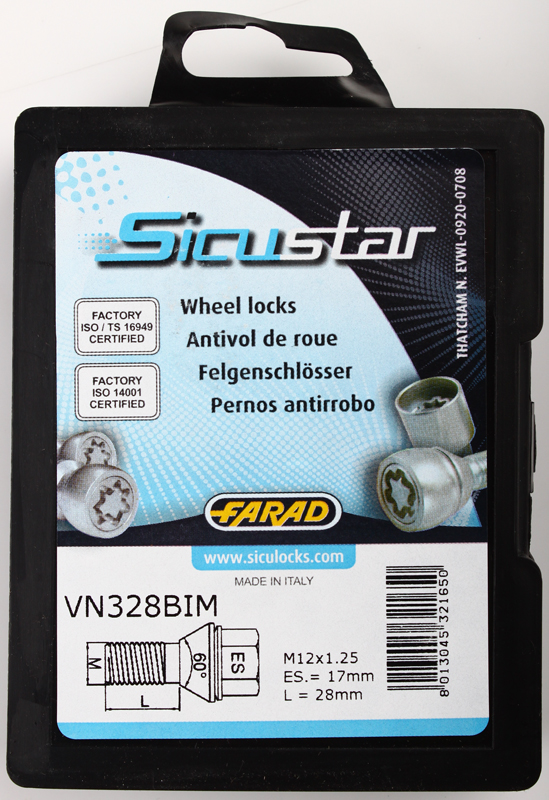 Zajišťovací šrouby SICUSTAR M12x1,5x28mm, kužel (pro změnu rozteče) klíč 17