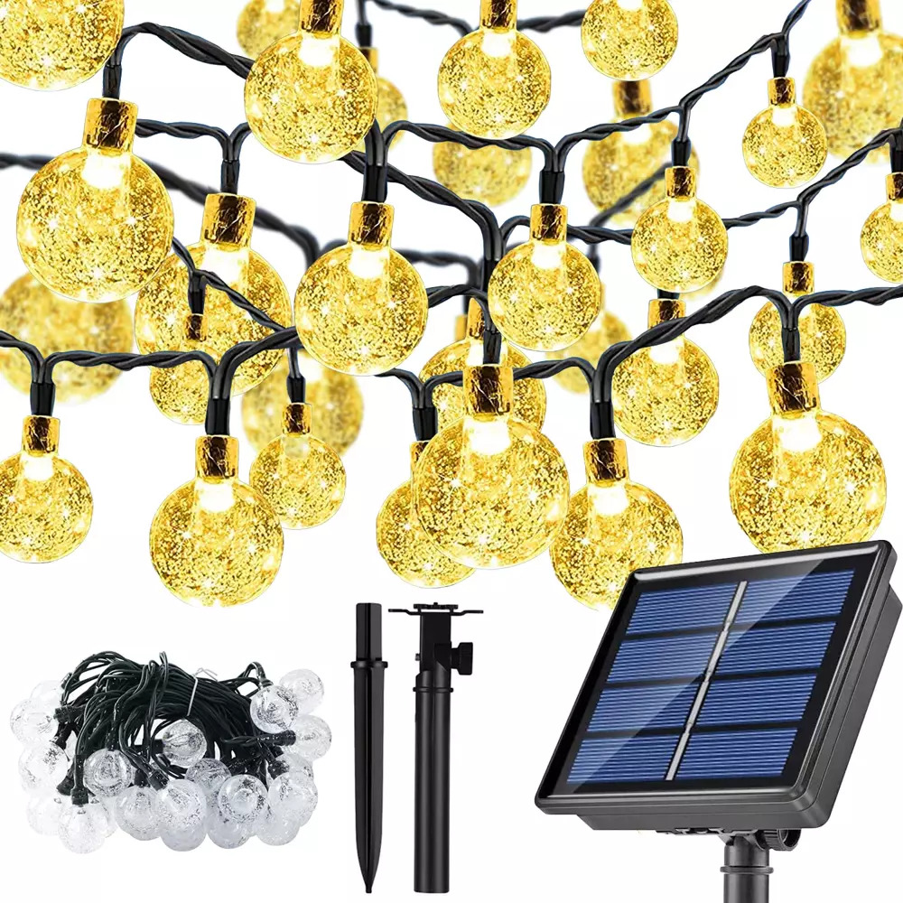LED solární zahradní girlanda - koule, 6m 40 LED teplá bílá