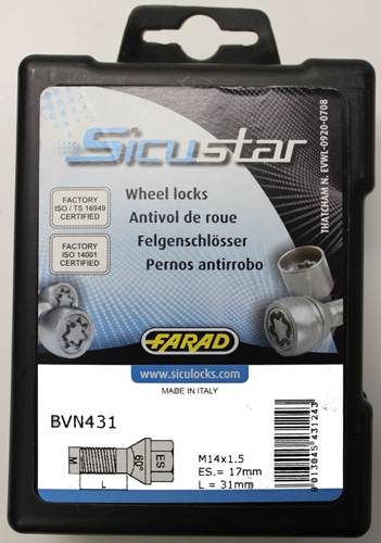 Zajišťovací šrouby SICUSTAR M14x1,5x31mm, kužel, klíč 17, černé