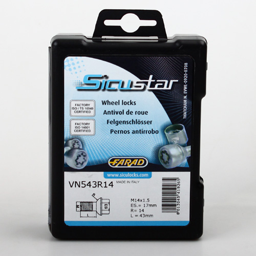 Zajišťovací šrouby SICUSTAR M14x1,5x43mm, koule R14, klíč 17