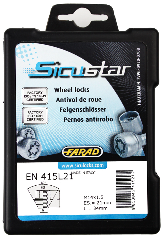 Zajišťovací matice SICUSTAR M14x1,5mm, kužel, zavřená, klíč 19