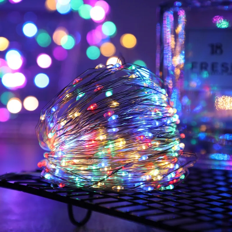 LED solární zahradní girlanda 10m - venkovní osvětlení, RGB 100 LED