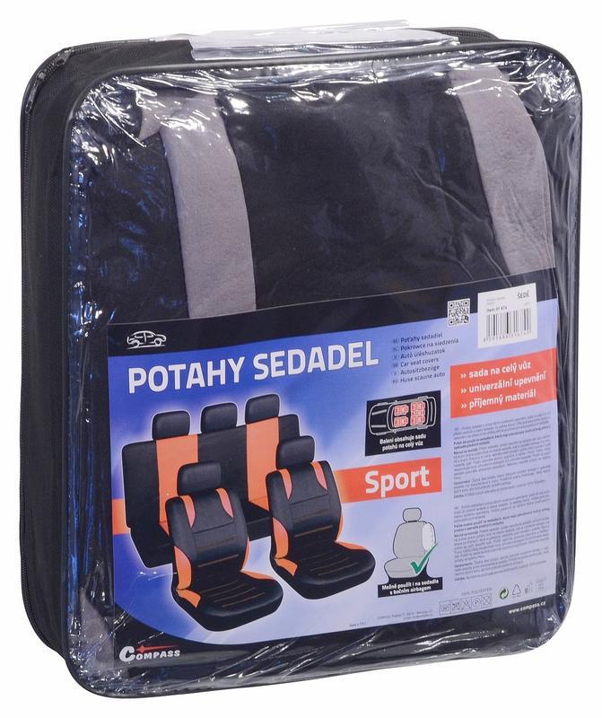 VÝPRODEJ: Potahy sedadel sada 9ks SPORT šedé AIRBAG