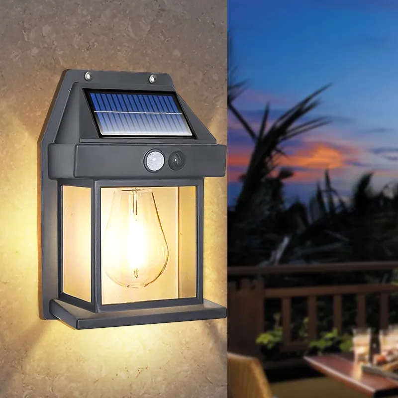 Sada 10ks solární nástěnné světlo s detektorem pohybu RETRO 600LM 120°