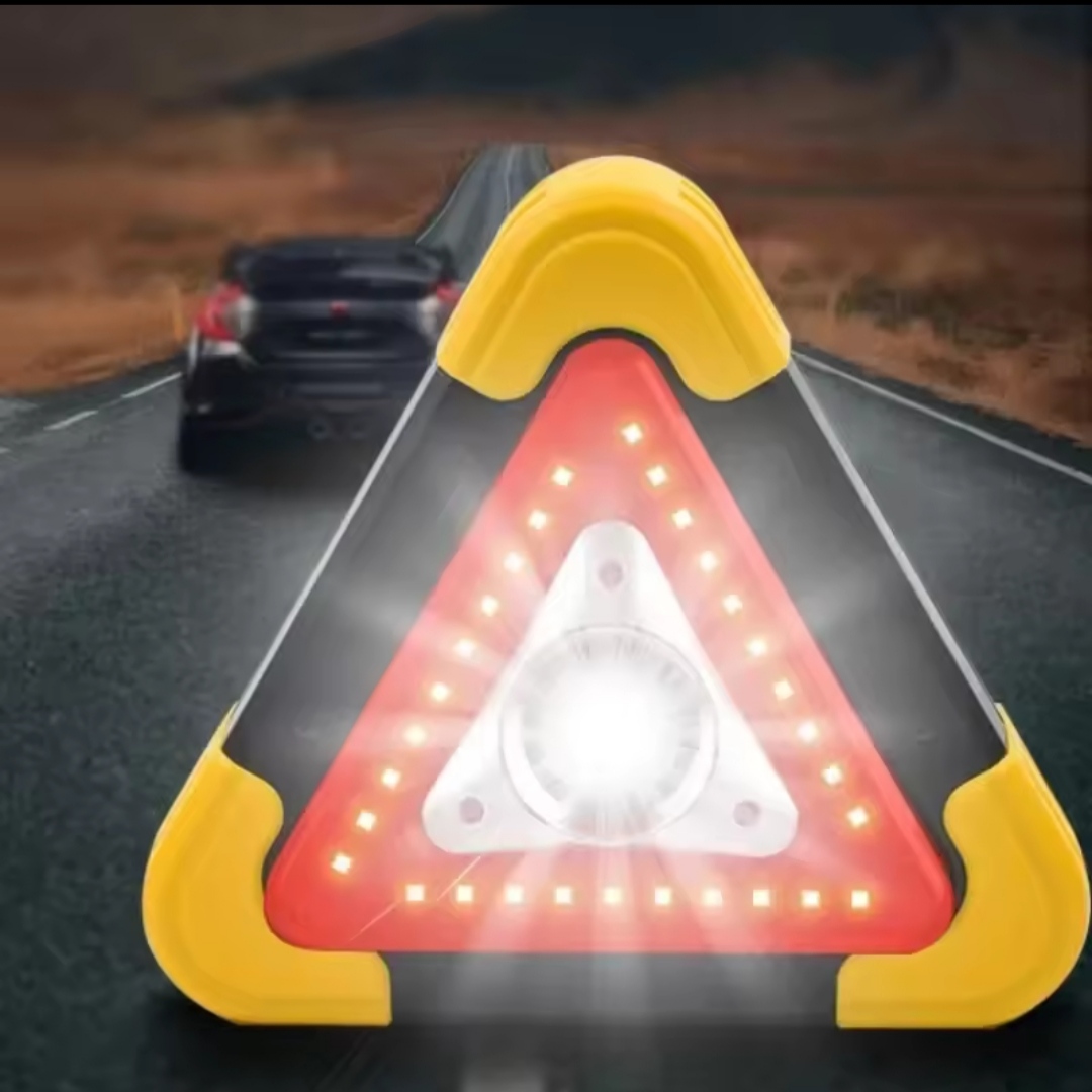 LED svítilna - baterka, LED výstražný trojúhelník s powerbankou a solárním panelem