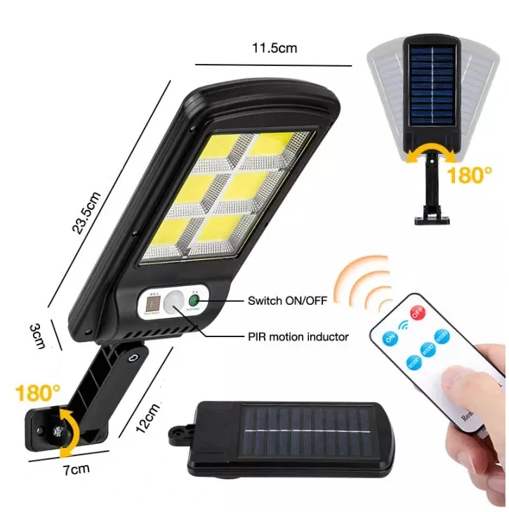 Sada 5ks solární světlo s čidlem pohybu, 120 COB LED, solární venkovní lampa