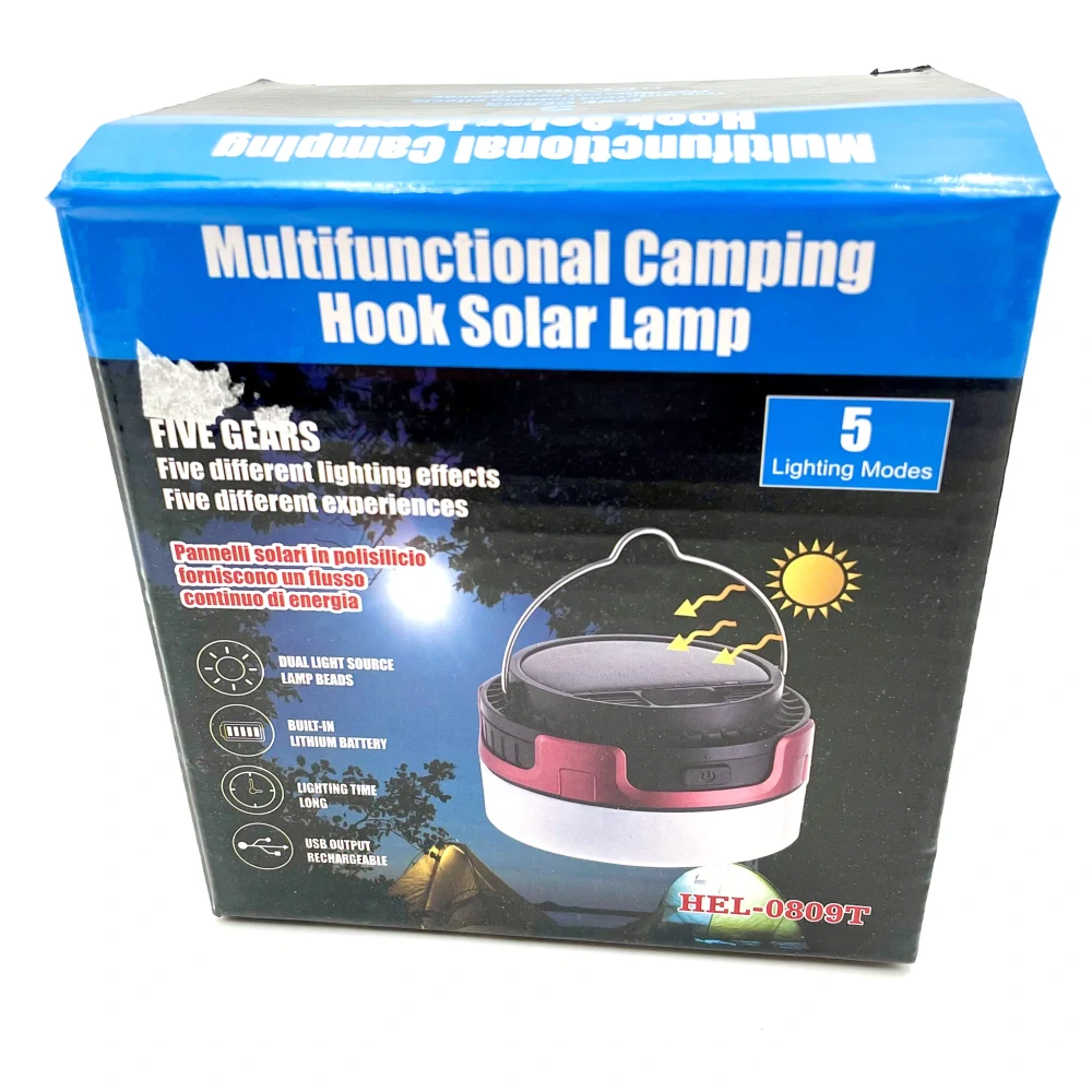 VÝPRODEJ - Multifunkční solární lampa Camping Hook s pěti různými světelnými efekty 