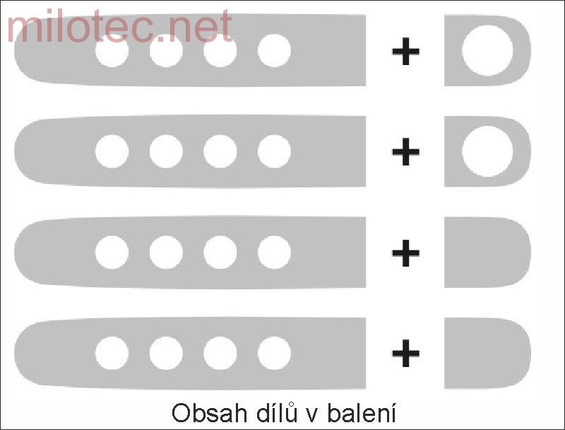 Kryty klik děrované, černý lesklý "klavírlak" (4+4ks dva zámky) - Škoda Octavia II. Facelift