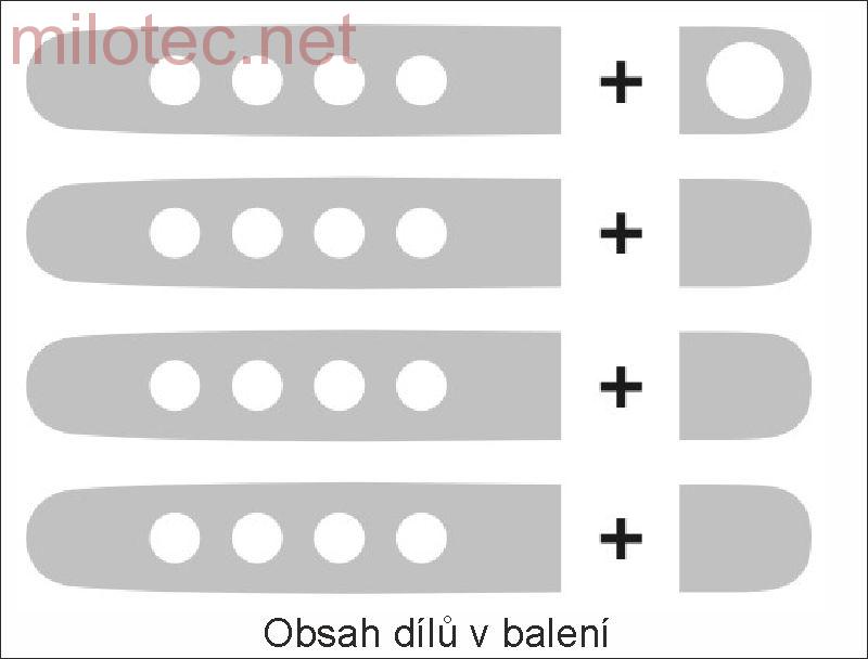 Kryty klik děrované, černý lesklý "klavírlak" (4+4ks jeden zámek) - Škoda Fabia II.