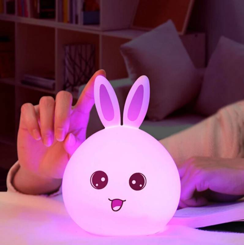 Silikonová LED RGB 3W noční lampička, králíček
