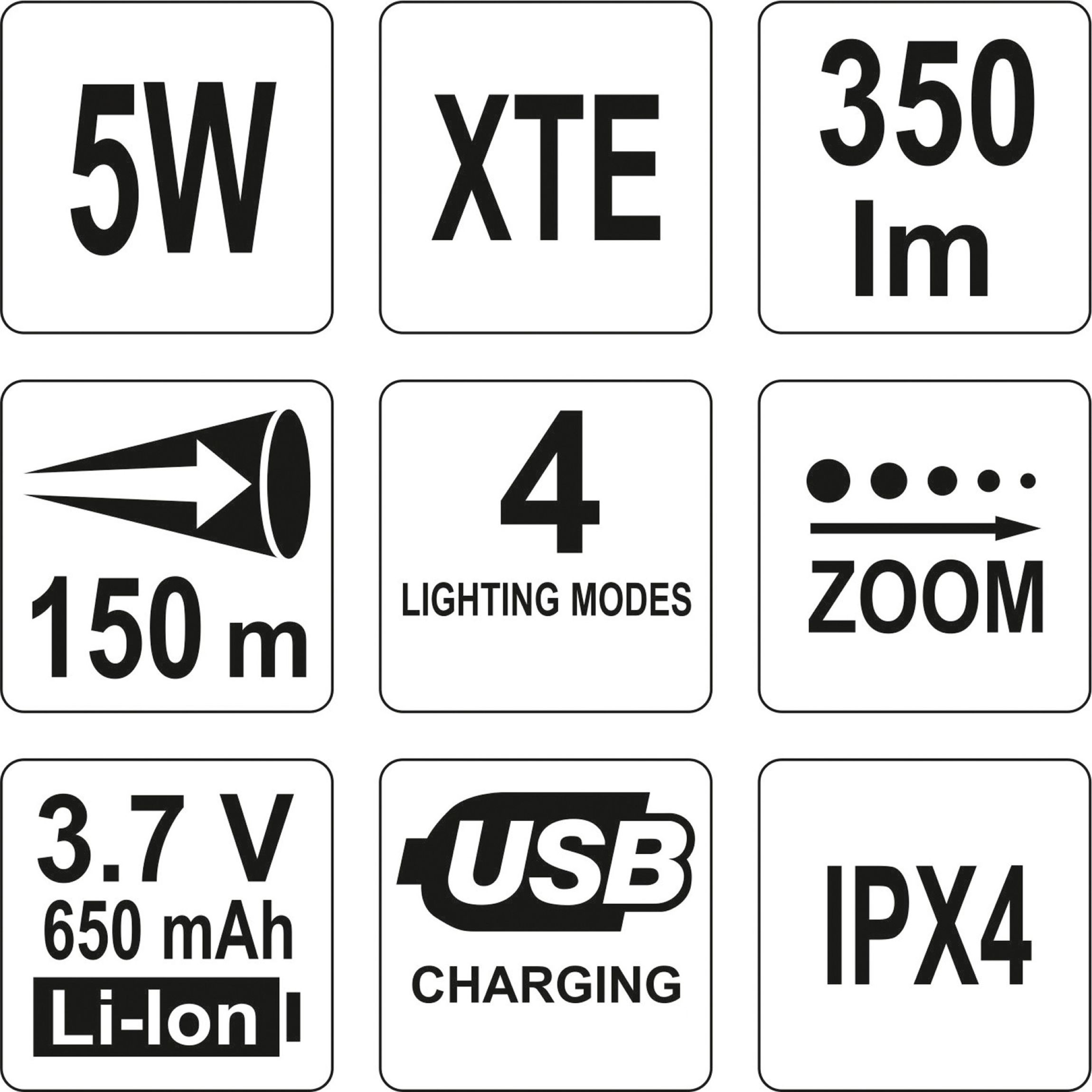 Svítilna - baterka LED XT-E CREE 5W USB, 350 lm, Li-ion