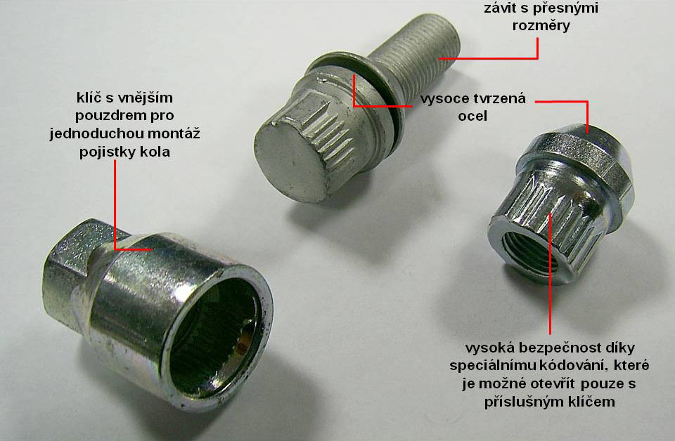Zajišťovací šrouby SICURIT M12x1,25x23mm, kužel, klíč 17