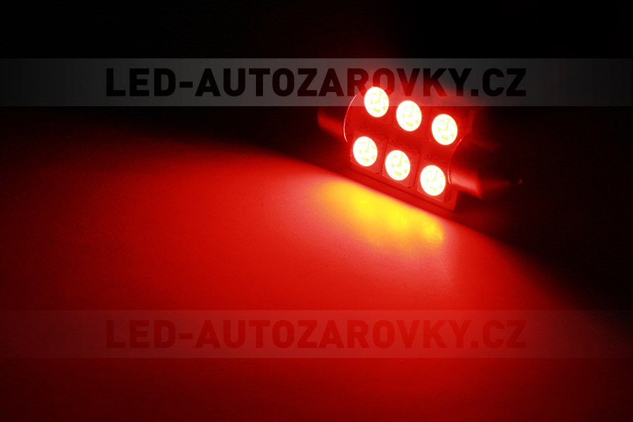 Sufitka červená - Super Light, 6 SMD LED, 36mm