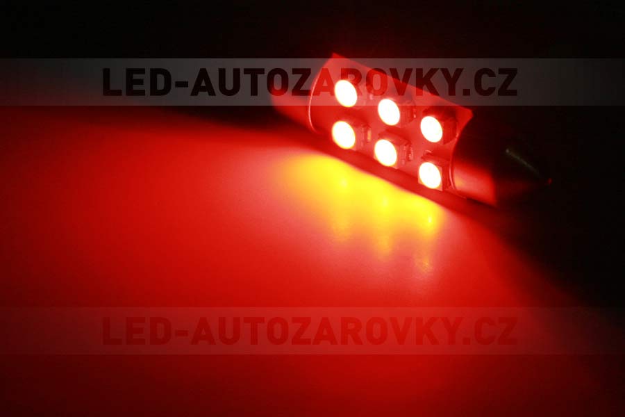 Sufitka červená - Super 6xSMD LED, 41mm
