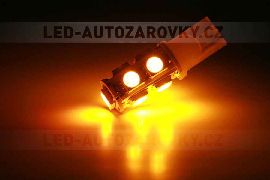 LED T10 - 9 x LED SMD ŽLUTÉ - bezpaticové, 1ks