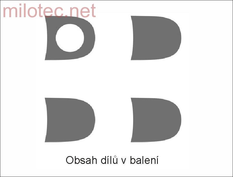 Kryty klik malé, černý lesklý „klavírlak“ (1x s otvorem + 3x bez) - Škoda Superb I.