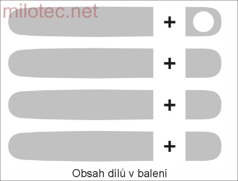 Kryty klik plné, stříbrné matné (4+4ks jeden zámek) - Škoda Octavia II. Facelift